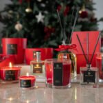 Large Red Fragrance Candle in Christmas Festive setting