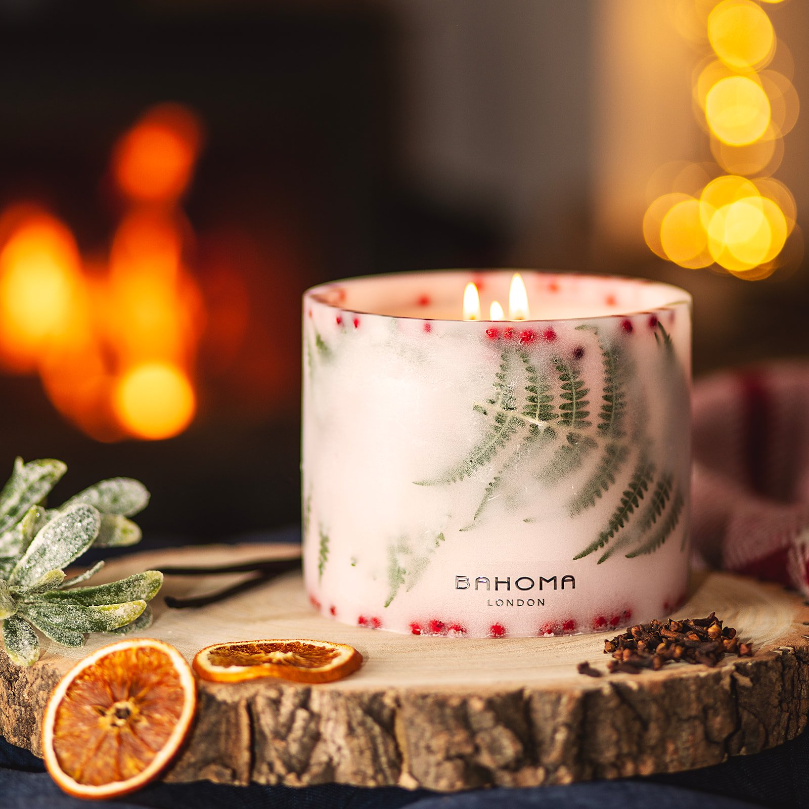 Lit up Spirit of Christmas - Grand Botanical Pillar Candle lifestyle