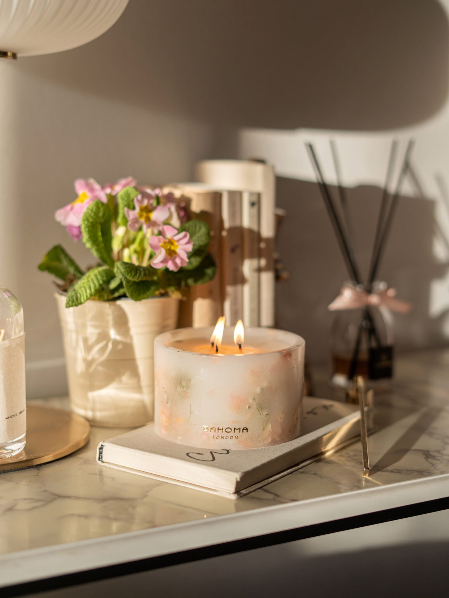 cherry-blossom-scented-pillar-candle-front-profile-lit