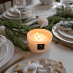 Noel Noel White 3 wick luxurious candle in table setting