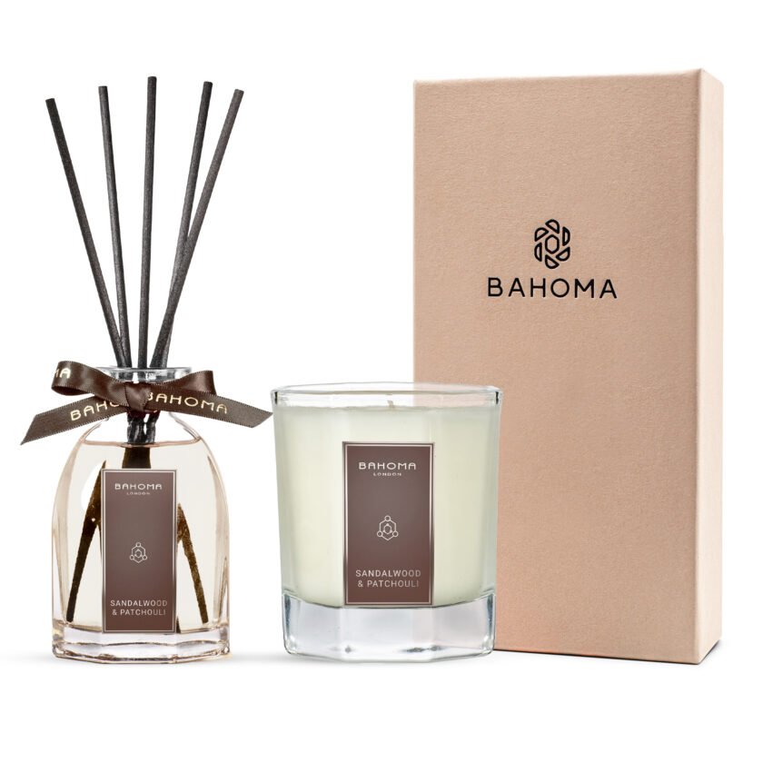 Sandalwood & Patchouli - Octagon - Set Medium Octagonal candle & 100ml Diffuser in a gift box