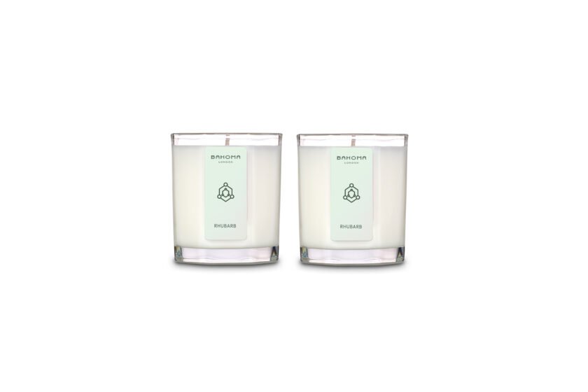 Rhubarb - Set of 2 White Medium Candles in a Gift box