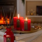 Design led octagonal red candle