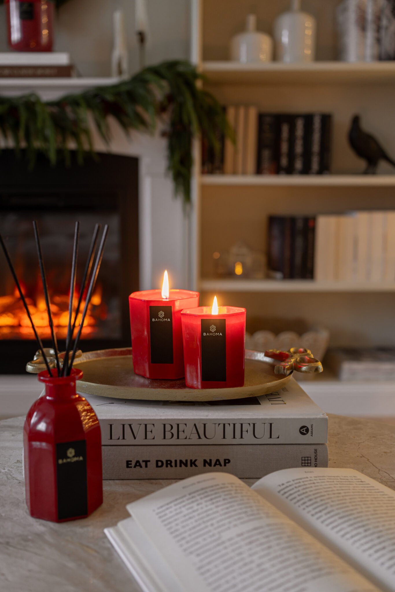 Statement piece red octagonal design candle