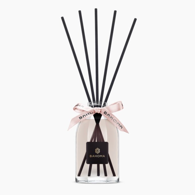 200ml Fragranced Octagonal Diffuser in a gift box - Botanical - Clear bottle with liquid, ribbon, reeds