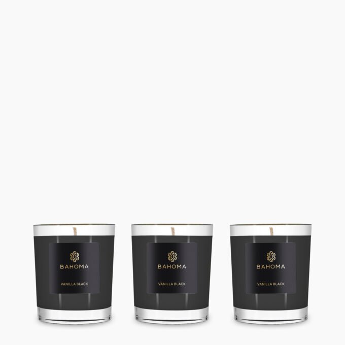 Set 3 x Travel Candle in a box - Vanilla Black - Obsidian Collection - front view