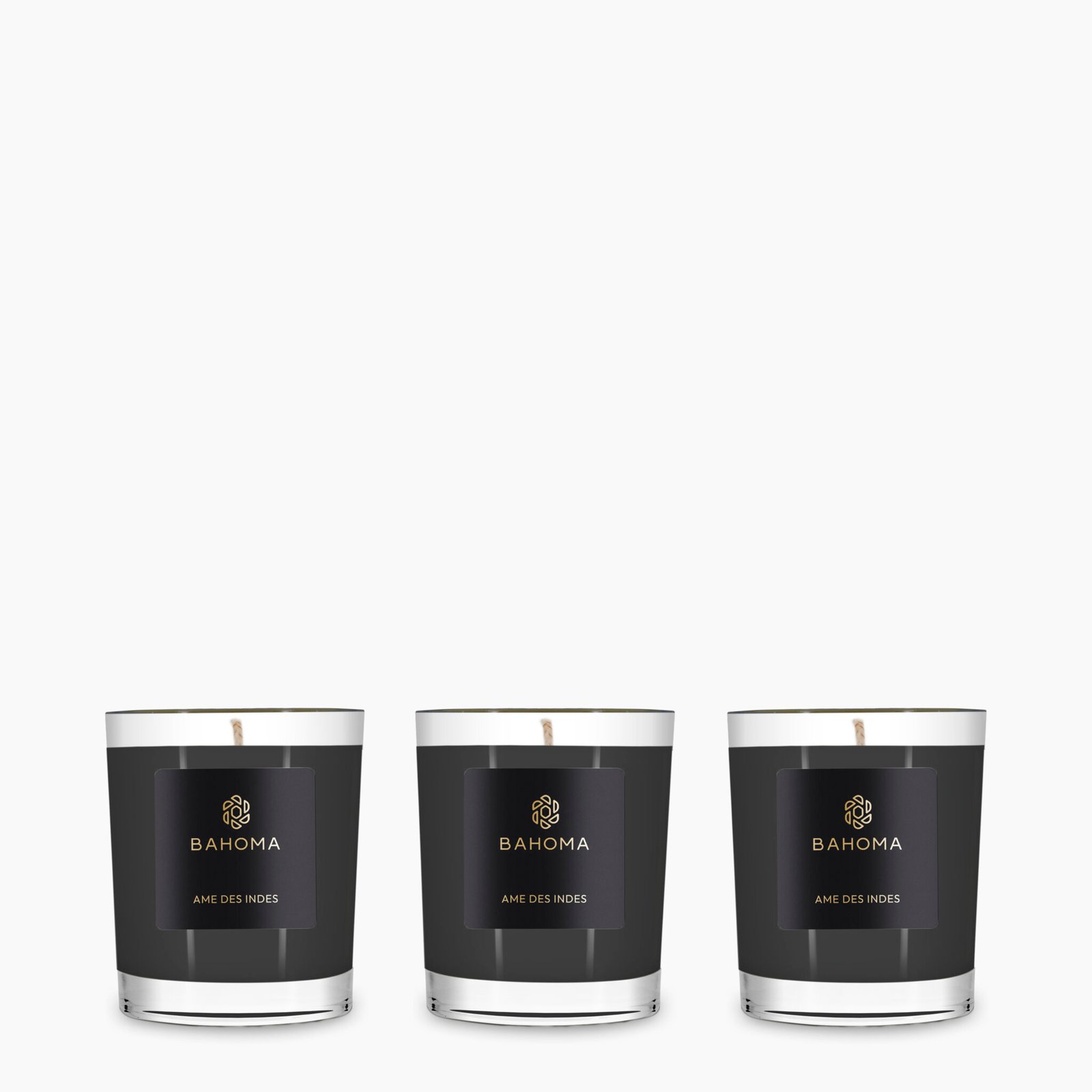 Set 3 x Travel Candle in a box - Ame des Indes - Obsidian Collection - front view
