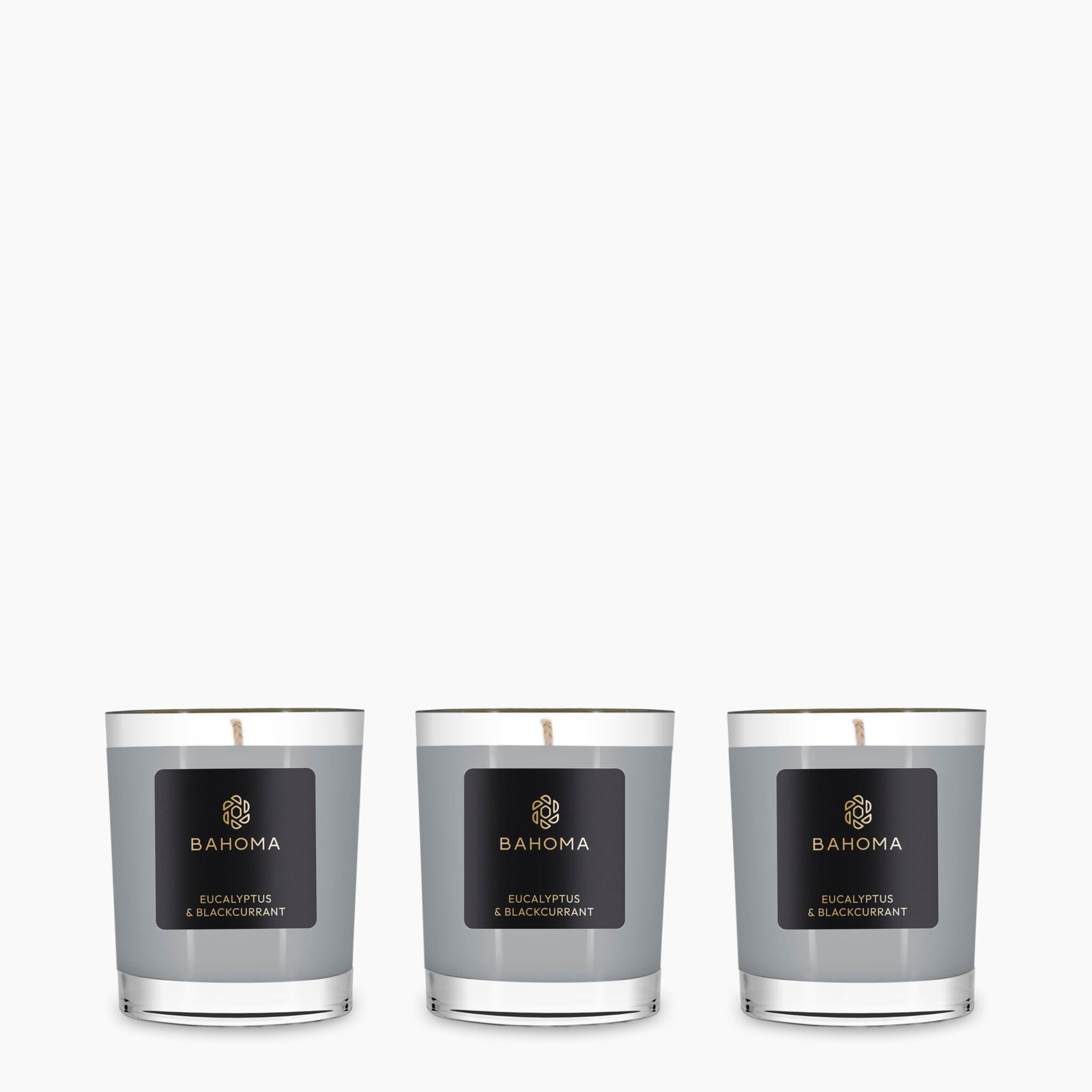 Set 3 x Travel Candle in a box - Eucalyptus & Blackcurrant - Ash Collection - front view