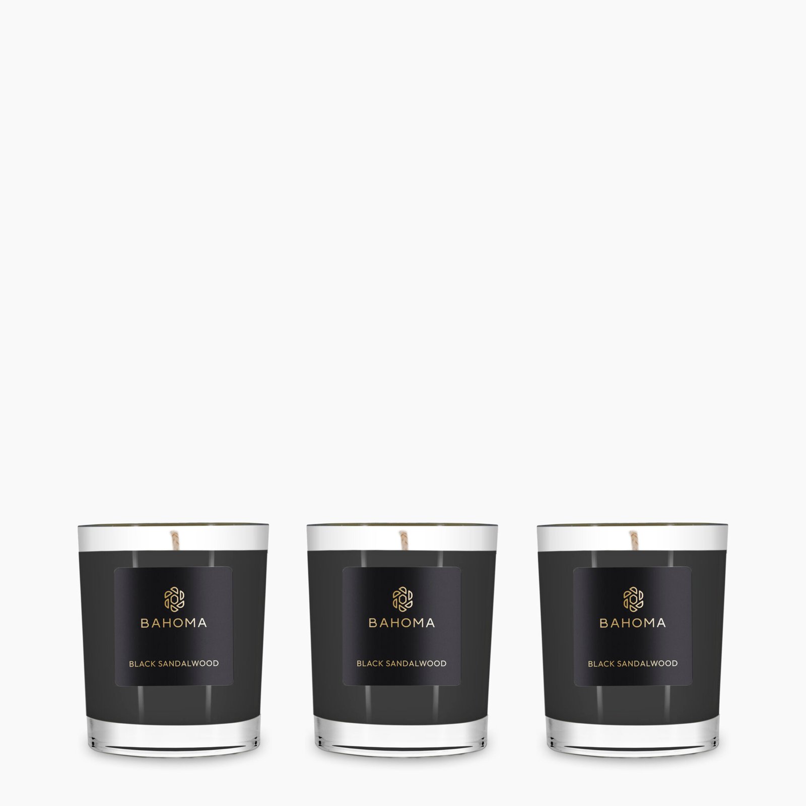 Set 3 x Travel Candle in a box - Black Sandalwood - Obsidian Collection - front view